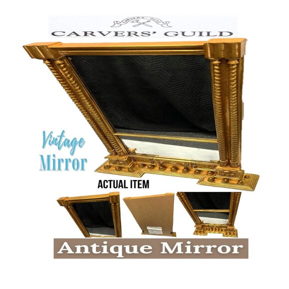 🛑 CARVER'S GUILD ➕🆒 ANTIQUE MIRROR Vintage Carved Gold Column Acorn💸BUY NOW‼️ - Picture 1 of 16